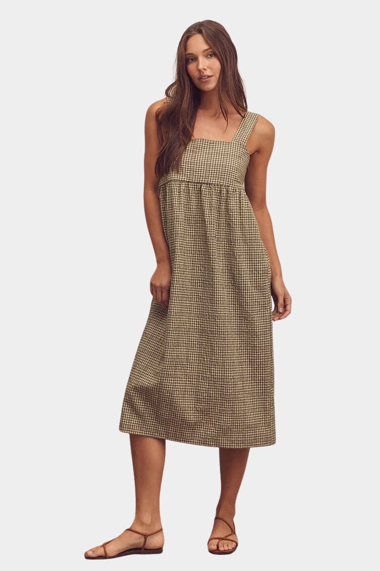 Amente - Back Tie Midi Dress - Olive - Dresses - YUCCA, boutique stores near me, capsule wardrobe, women’s elevated basics.