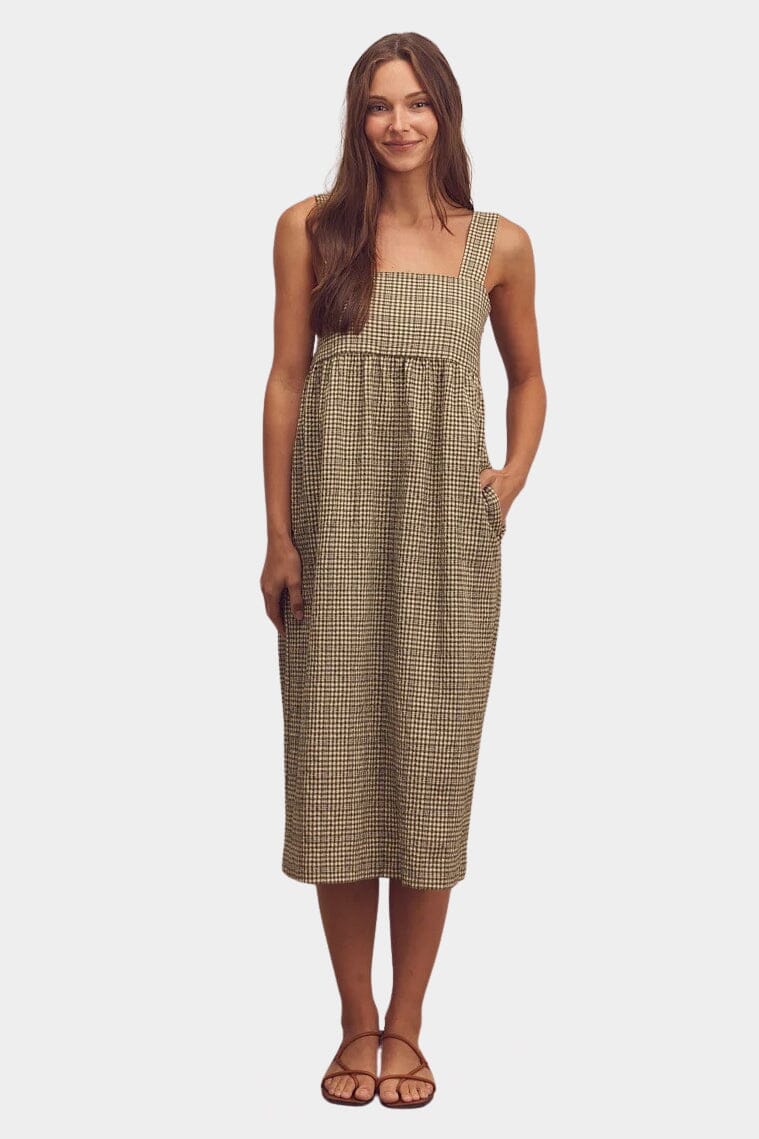 Amente - Back Tie Midi Dress - Olive - Dresses - YUCCA, boutique stores near me, capsule wardrobe, women’s elevated basics.