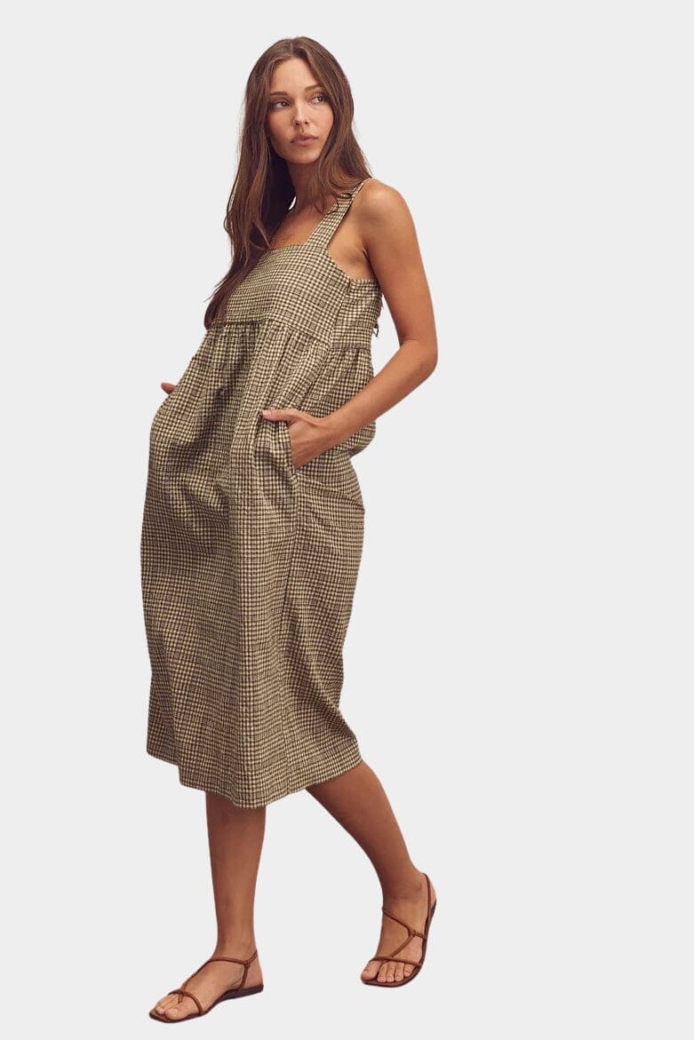 Amente - Back Tie Midi Dress - Olive - Dresses - YUCCA, boutique stores near me, capsule wardrobe, women’s elevated basics.