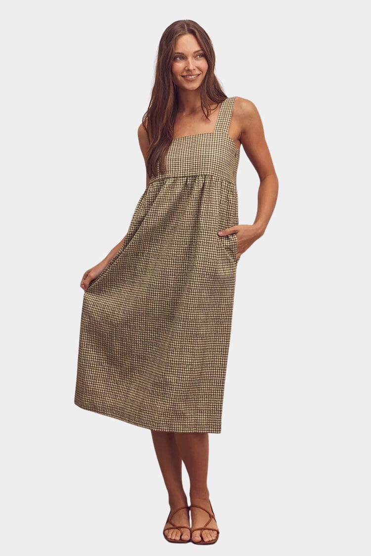 Amente - Back Tie Midi Dress - Olive - Dresses - YUCCA, boutique stores near me, capsule wardrobe, women’s elevated basics.