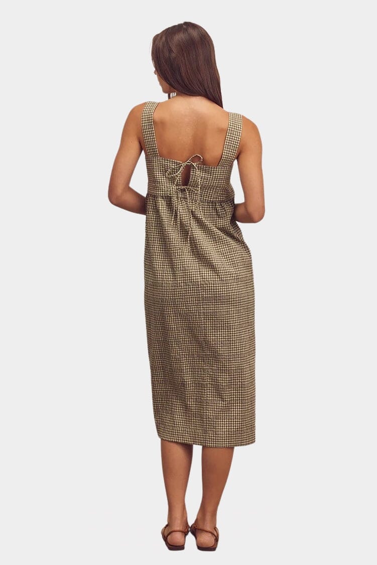 Amente - Back Tie Midi Dress - Olive - Dresses - YUCCA, boutique stores near me, capsule wardrobe, women’s elevated basics.