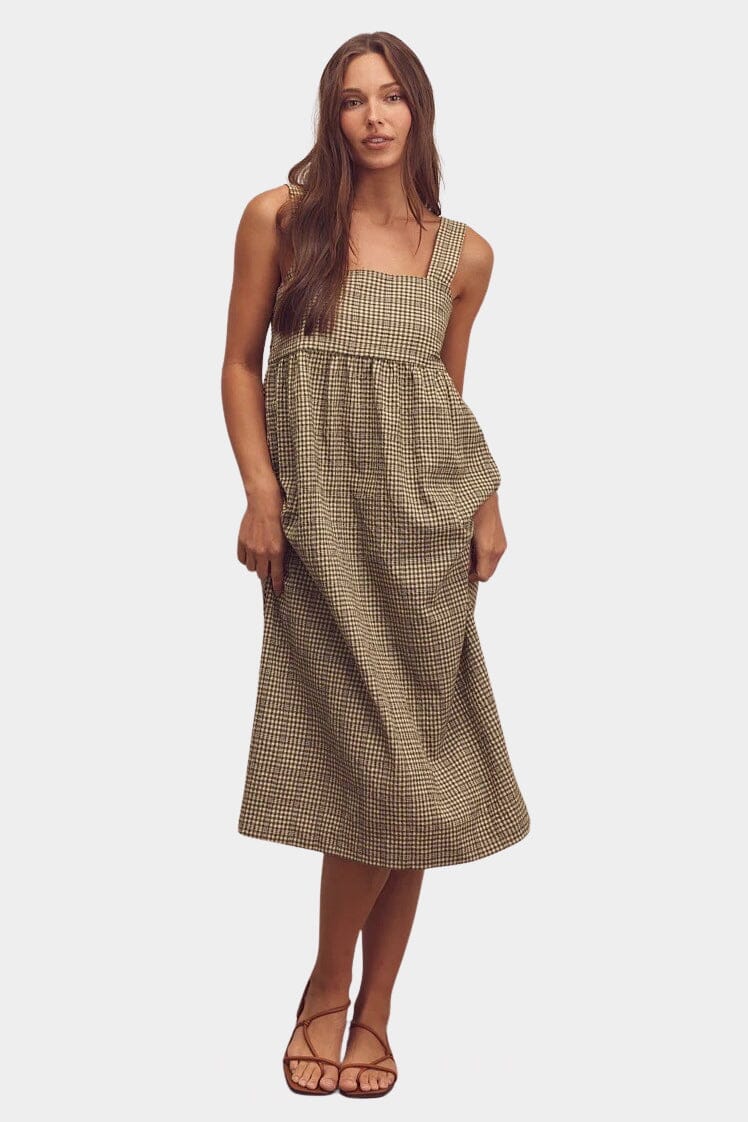 Amente - Back Tie Midi Dress - Olive - Dresses - YUCCA, boutique stores near me, capsule wardrobe, women’s elevated basics.