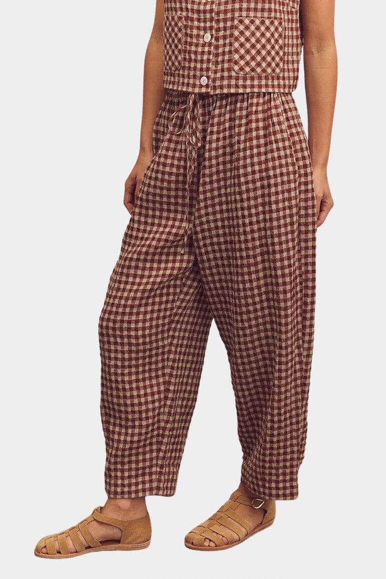 Amente - Drawstring Easy Pants - Brick - Pants - YUCCA, women’s clothing website, women’s elevated pants.