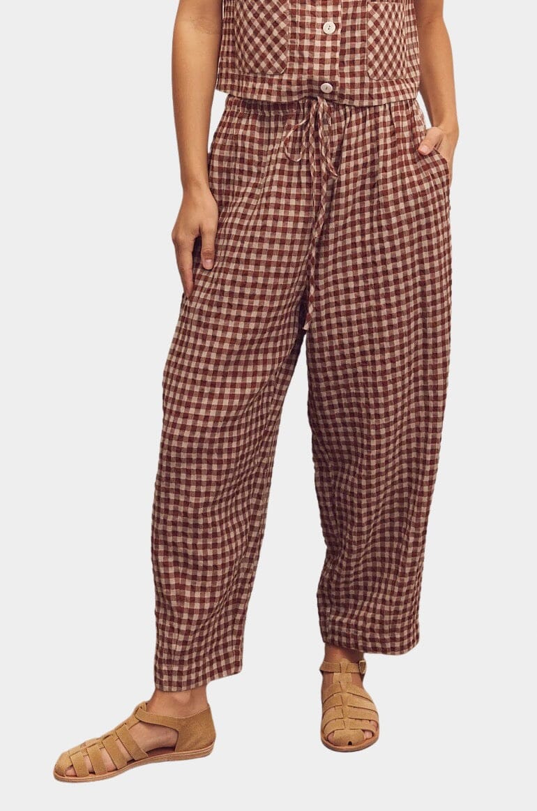 Amente - Drawstring Easy Pants - Brick - Pants - YUCCA, women’s clothing website, women’s elevated pants.