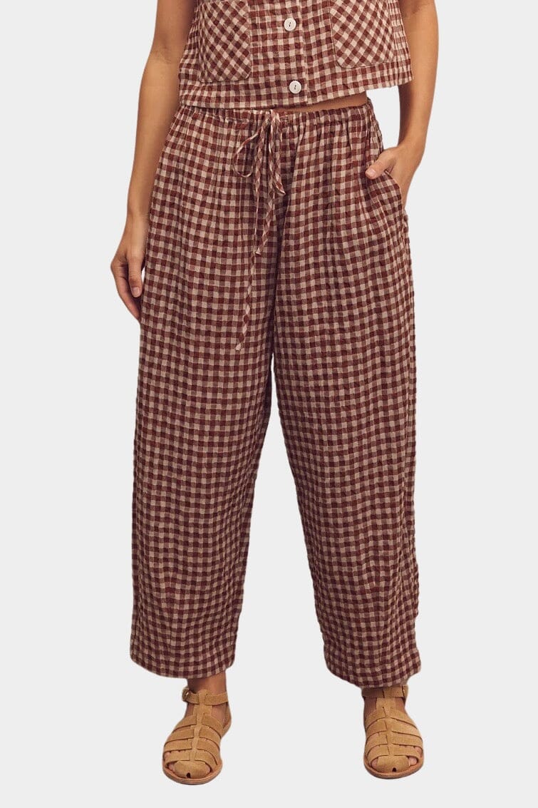 Amente - Drawstring Easy Pants - Brick - Pants - YUCCA, women’s clothing website, women’s elevated pants.