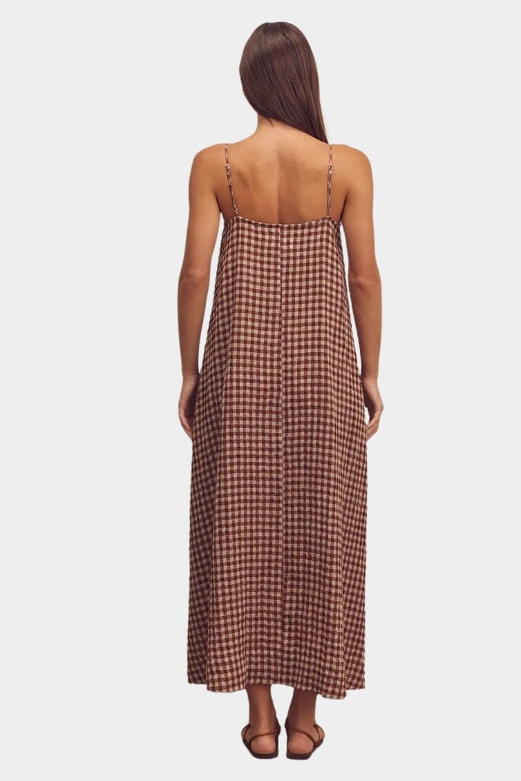 Amente - Front Shirring Gingham Cami Dress - Brick - Dresses - YUCCA, boutique stores near me, capsule wardrobe.