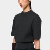Rounded Half Knit Top, Charcoal