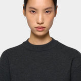 Rounded Half Knit Top, Charcoal