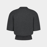 Rounded Half Knit Top, Charcoal