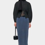 Rounded Sleeve Cardigan, Charcoal