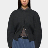 Rounded Sleeve Cardigan, Charcoal
