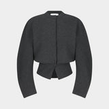 Rounded Sleeve Cardigan, Charcoal