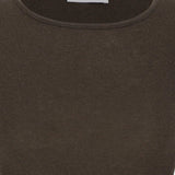 Amomento Round T-Shirt in Brown worn with wide-leg trousers, front view at YUCCA Denver