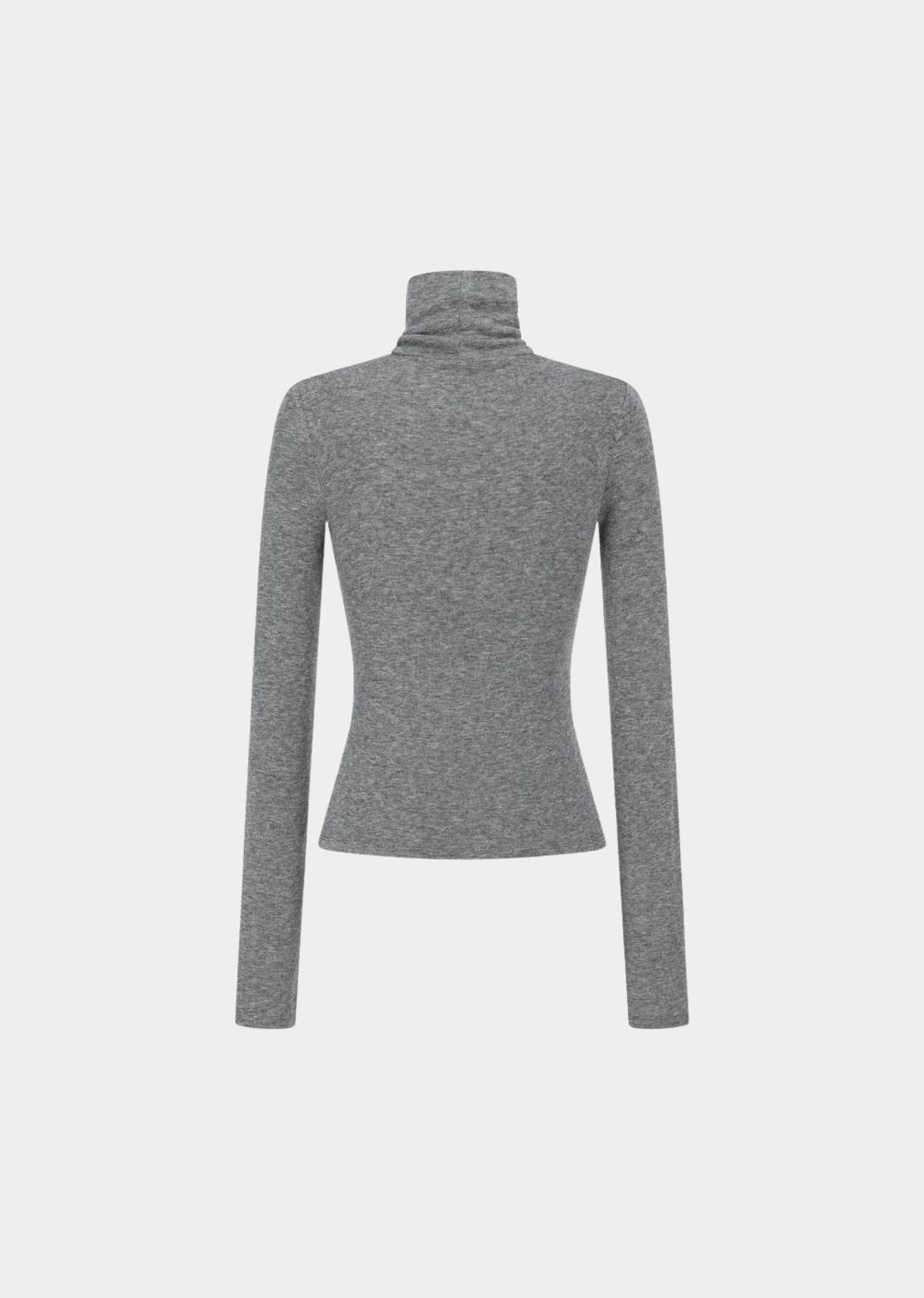 AMOMENTO Turtle T-Shirt Dark Grey, fitted jersey silhouette with long sleeves, back view