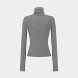 AMOMENTO Turtle T-Shirt Dark Grey, fitted jersey silhouette with long sleeves, back view