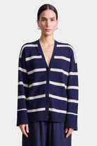 Apiece Apart - Ana Wrap Cardigan - Navy & Cream Stripe - Sweaters & Knitwear - YUCCA, women’s clothing store Denver.