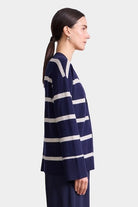 Apiece Apart - Ana Wrap Cardigan - Navy & Cream Stripe - Sweaters & Knitwear - YUCCA, women’s clothing store Denver.