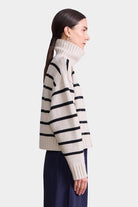Apiece Apart - Ari Cropped Turtle - Cream & Black Stripe - Sweaters & Knitwear - YUCCA, women’s clothing store Denver.