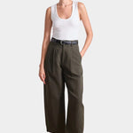 Apiece Apart Bari Crop Trouser in Rosin green linen cotton with cropped barrel silhouette at YUCCA Denver