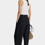 Apiece Apart Bari Crop Trouser black cropped linen cotton wide leg trousers back view