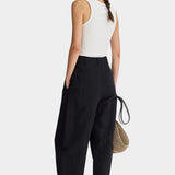 Apiece Apart Bari Crop Trouser black cropped linen cotton wide leg trousers back view