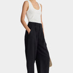 Apiece Apart Bari Crop Trouser black linen cotton cropped wide leg designer trousers side view