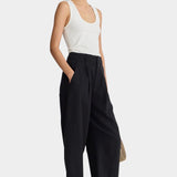 Apiece Apart Bari Crop Trouser black linen cotton cropped wide leg designer trousers side view