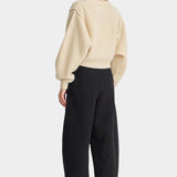 Apiece Apart Bari Crop Trouser Black cropped barrel leg trousers back view
