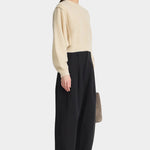 Apiece Apart Bari Crop Trouser Black high rise barrel leg pants side view