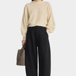 Apiece Apart Bari Crop Trouser Black pleated front and cropped barrel leg at YUCCA Denver