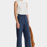 Apiece Apart Classic Merida Pant navy cotton wide leg tailored trousers full look