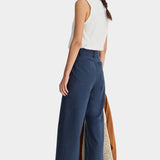 Apiece Apart Classic Merida Pant navy cotton cropped wide leg designer trousers back view