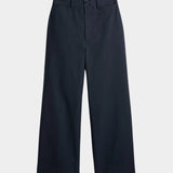 Apiece Apart Classic Merida Pant navy cotton wide leg cropped trousers product view