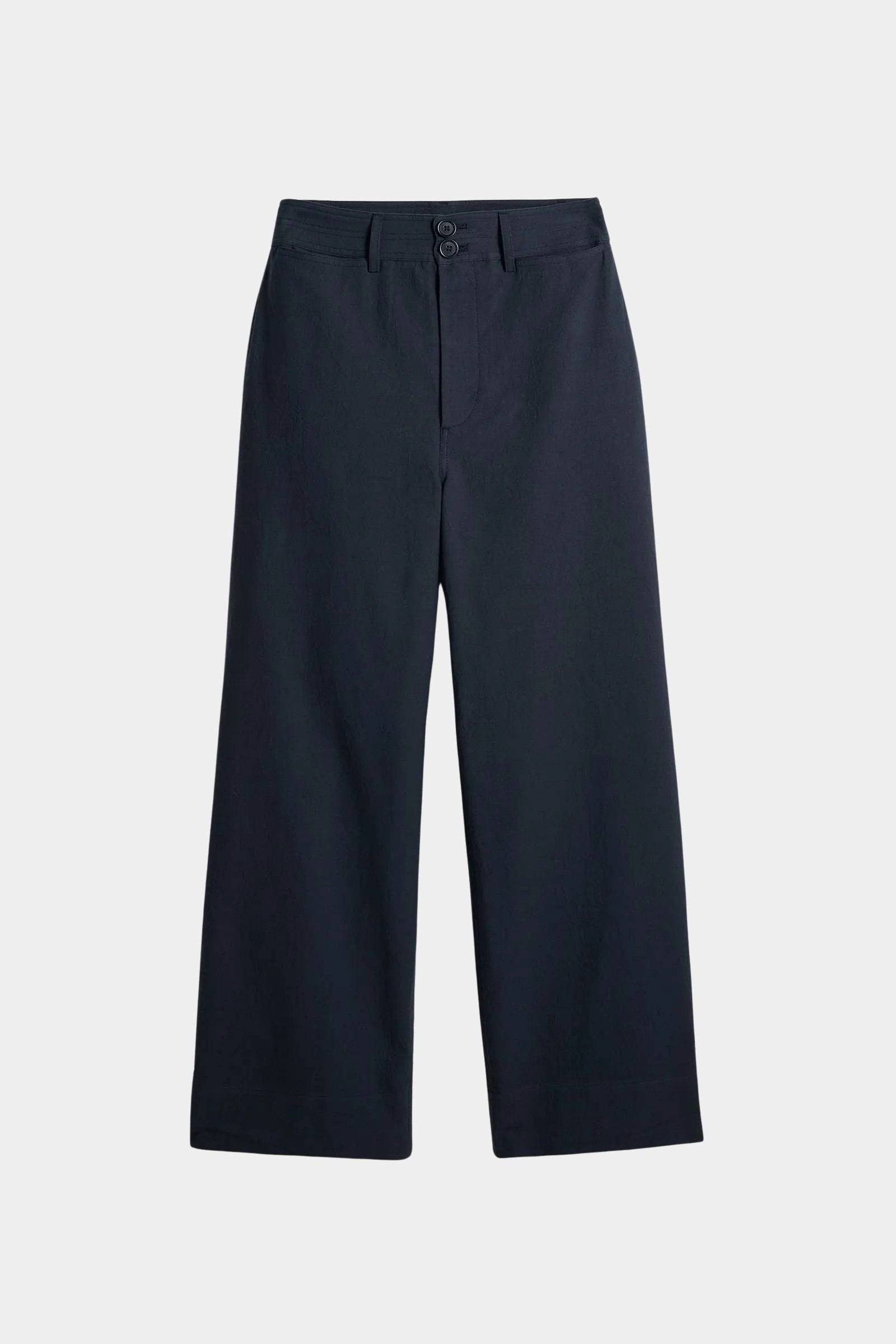 Apiece Apart Classic Merida Pant navy cotton wide leg cropped trousers product view