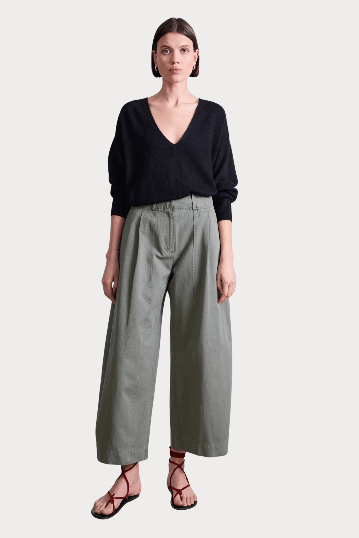 Apiece Apart | Cropped Cybil Trouser In Thyme - SHOP YUCCA Pants APIECE APART - YUCCA, Women’s clothing store Denver, women’s clothing website, women’s elevated pants, clothing boutiques near me, women’s elevated trousers.