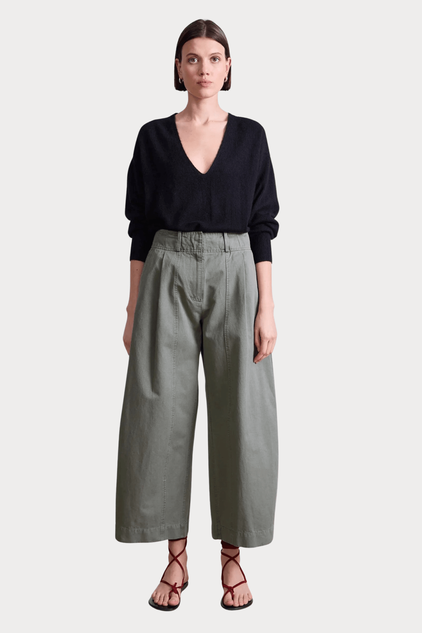 Apiece Apart | Cropped Cybil Trouser In Thyme - SHOP YUCCA Pants APIECE APART - YUCCA, Women’s clothing store Denver, women’s clothing website, women’s elevated pants, clothing boutiques near me, women’s elevated trousers.