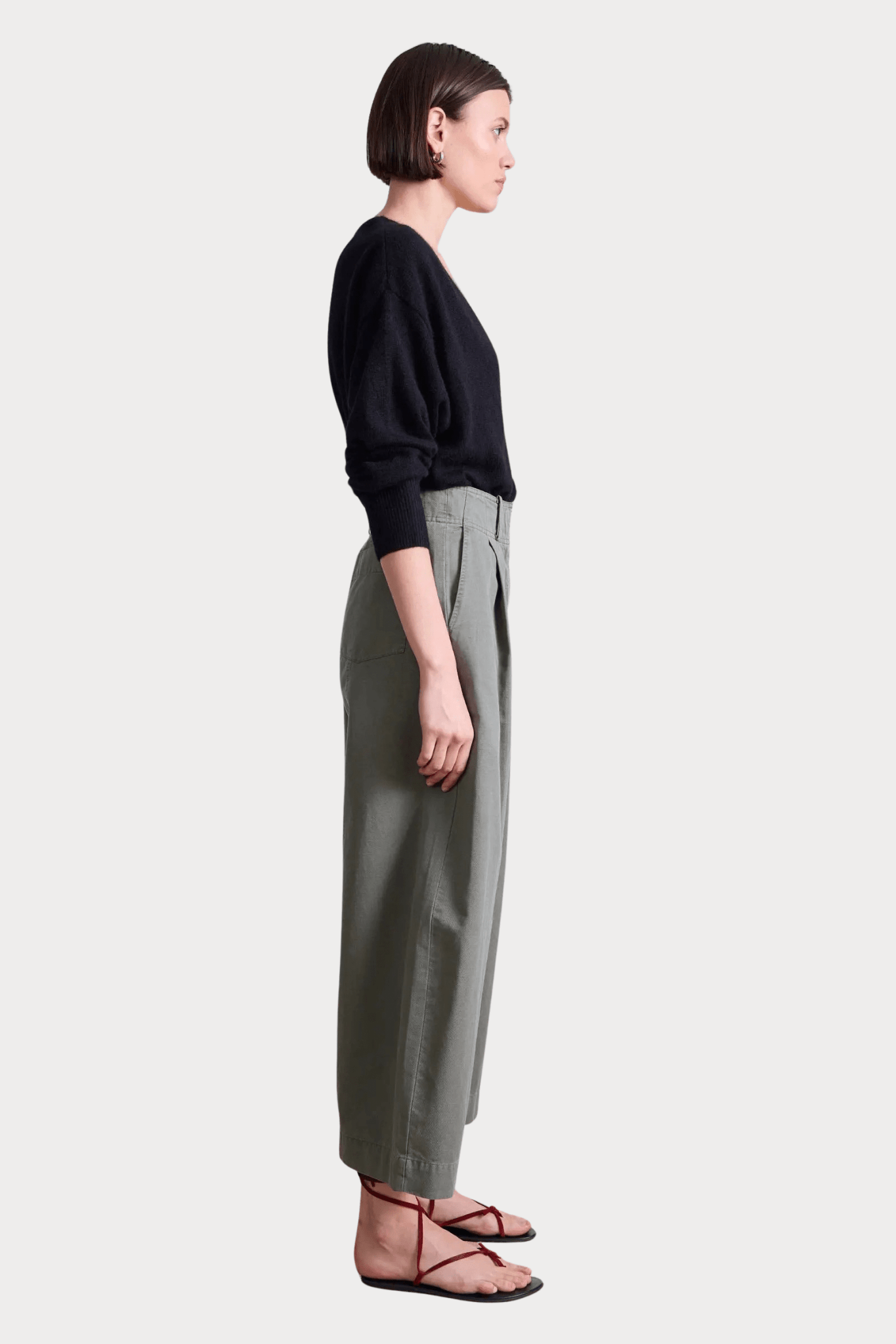 Apiece Apart | Cropped Cybil Trouser In Thyme - SHOP YUCCA Pants APIECE APART - YUCCA, Women’s clothing store Denver, women’s clothing website, women’s elevated pants, clothing boutiques near me, women’s elevated trousers.