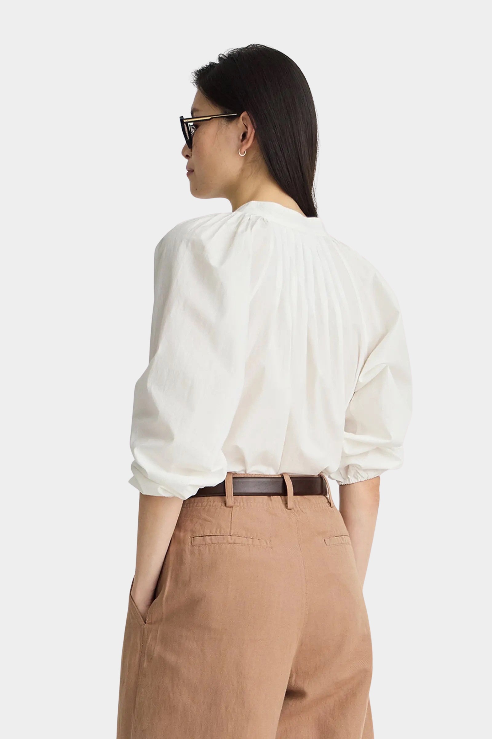 Apiece Apart Do Cisneros Top Cream organic cotton blouse back view