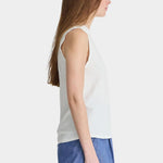 Apiece Apart Forte Tee Cream side profile with clean muscle tee shape and lightweight organic cotton jersey