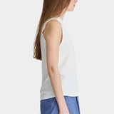 Apiece Apart Forte Tee Cream side profile with clean muscle tee shape and lightweight organic cotton jersey