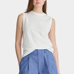 Apiece Apart Forte Tee Cream front view with sleeveless organic cotton silhouette and soft ivory neutral styling