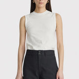 Apiece Apart Forte Tee Cream, front view styled with black trousers