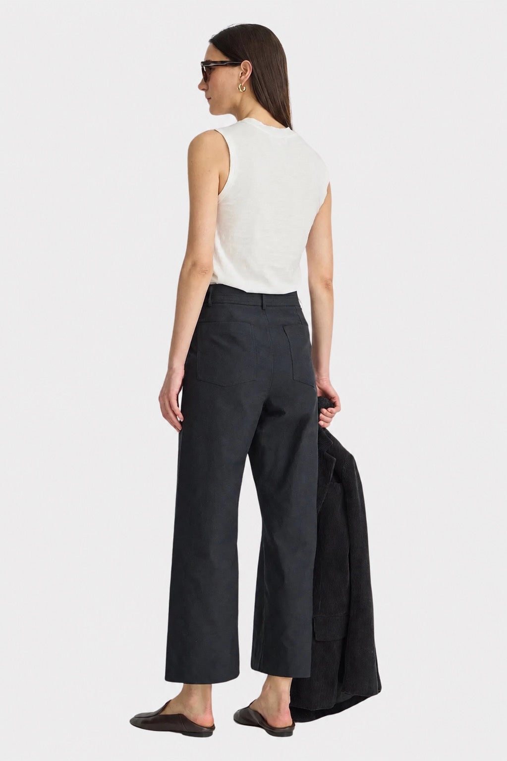 Apiece Apart Forte Tee Cream, back view with black trousers at YUCCA Denver