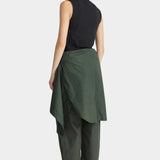 Apiece Apart Forte Tee Black sleeveless top back view styled with wide leg pants