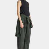 Apiece Apart Forte Tee Black relaxed silhouette styled with wide leg pants
