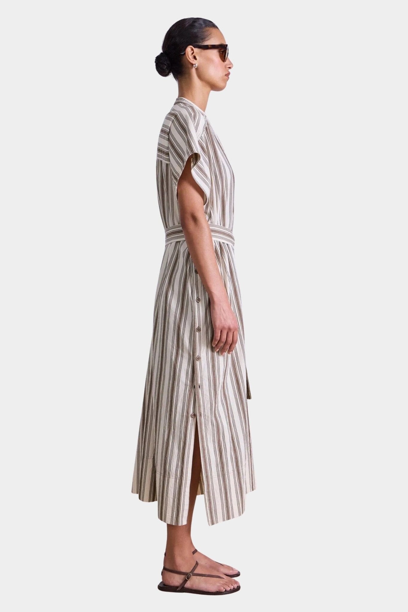 Apiece Apart | Isola Caftan In Coffee And Cream - SHOP YUCCA Dresses APIECE APART - YUCCA, artistic clothing for women, Women’s clothing store Denver, boutique stores near me, capsule wardrobe, women’s elevated basics.