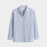 Apiece Apart Isolde Button Down Blue and White Stripes cotton shirt front product image