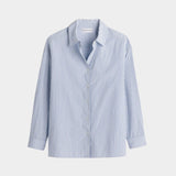 Apiece Apart Isolde Button Down Blue and White Stripes cotton shirt front product image
