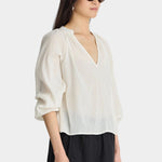 Apiece Apart Lo Campo Shirt Cream airy organic cotton blouse with soft volume sleeves at YUCCA Denver