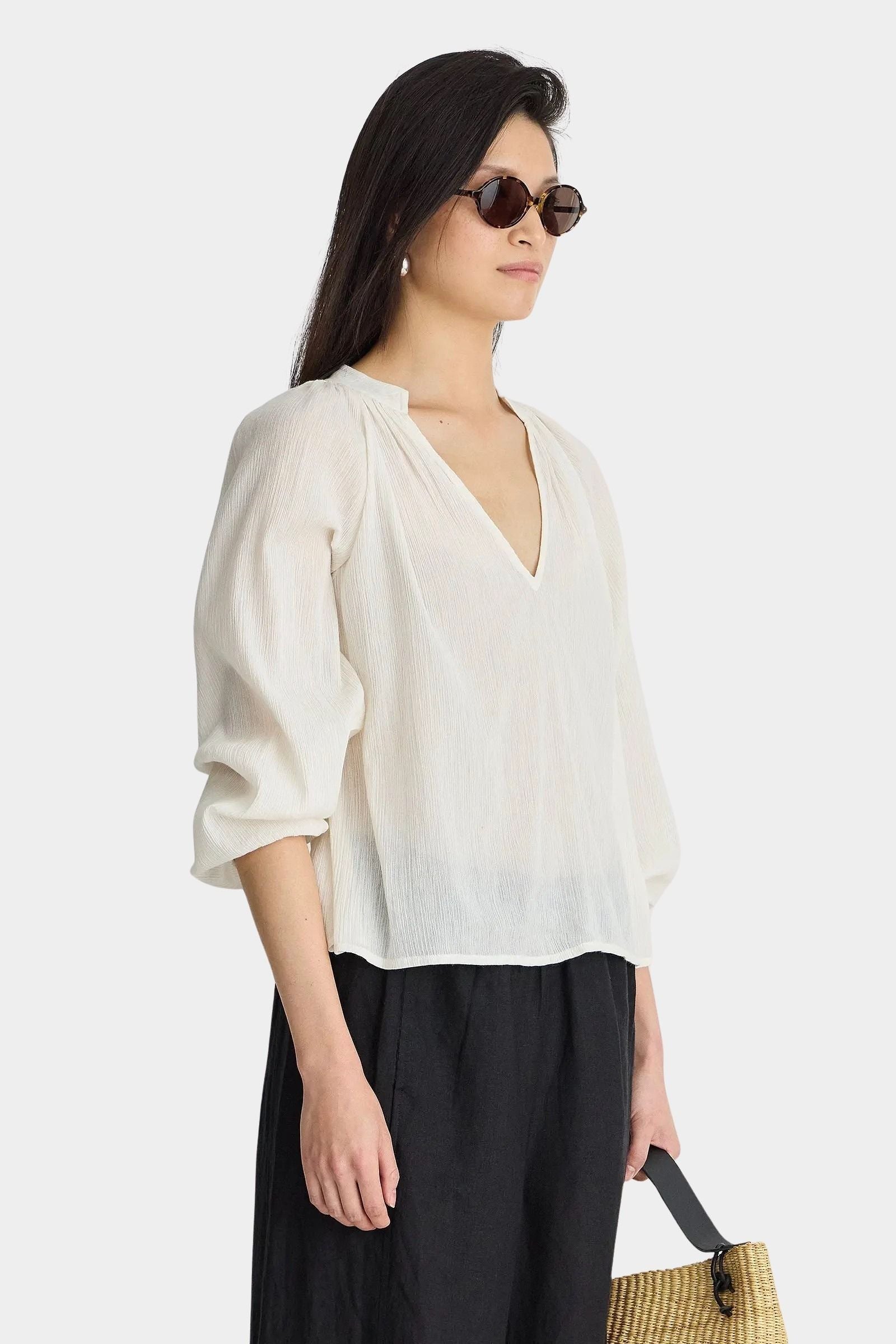 Apiece Apart Lo Campo Shirt Cream airy organic cotton blouse with soft volume sleeves at YUCCA Denver